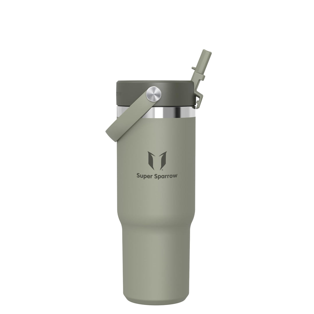 Sparrow Trinkflasche Edelstahl - Twistpath Thermosflasche mit Flex-Strohhalmdeckel - 900ml - BPA-fre