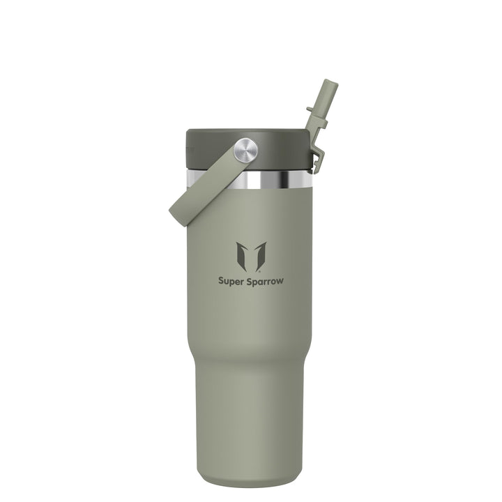 Sparrow Trinkflasche Edelstahl - Twistpath Thermosflasche mit Flex-Strohhalmdeckel - 900ml - BPA-fre