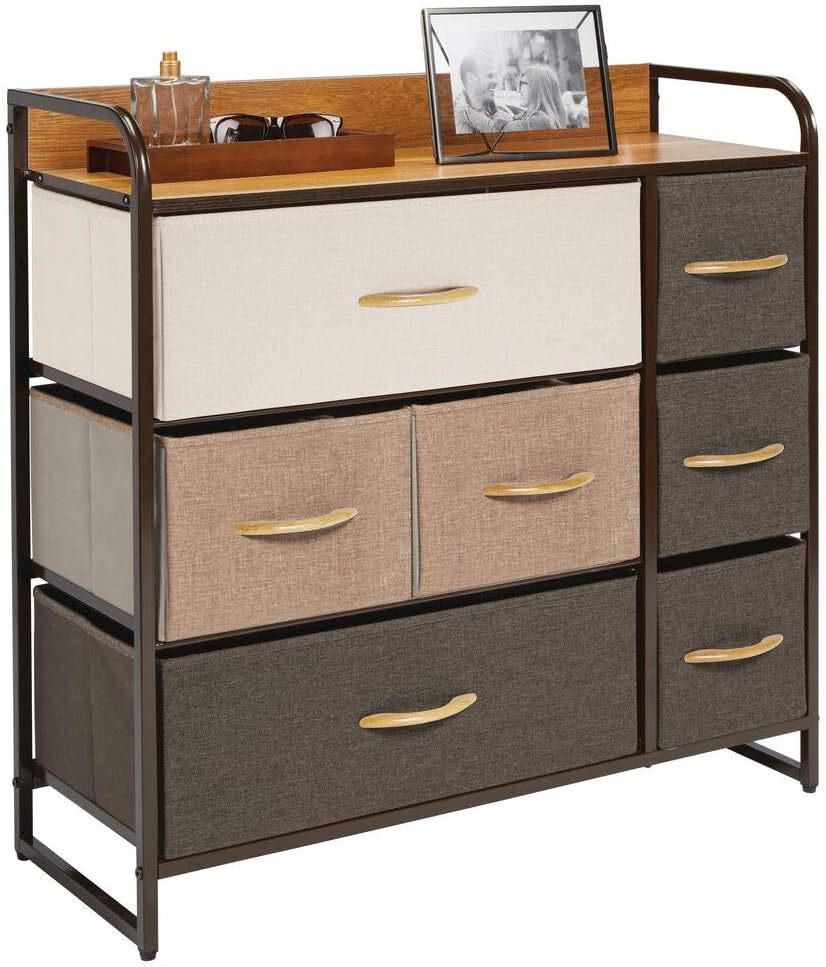 mDesign Kommode mit 7 Schubladen – breiter Schubladenschrank für Schlafzimmer, Wohnzimmer oder Flur
