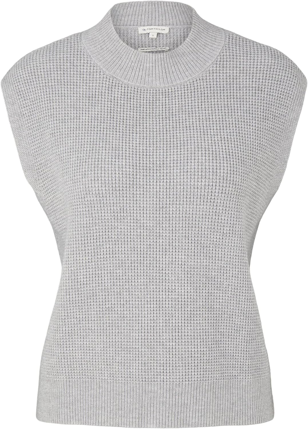 TOM TAILOR Damen Pullunder mit Rollkragen M 30282 - Concrete Grey Melange, M 30282 - Concrete Grey M