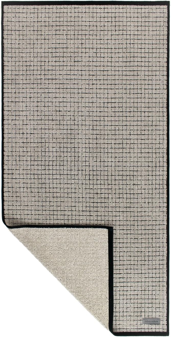 Möve Eden Badteppich mit Kästchenstruktur 60 x 100 cm aus 100% Baumwolle, Nature/Black &amp; Eden Handtu