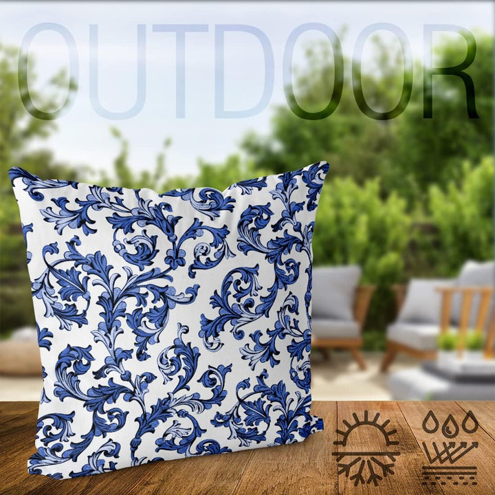 VOID Florales Blumenmuster Blau Kissenbezug Kissenhülle Sofakissen Kissen Deko Outdoor-Kissen Dekoki