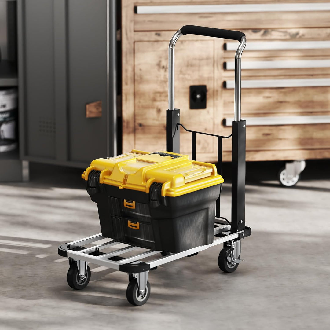 HOMCOM Plattformwagen Transportwagen Klappbar 150 kg Handwagen mit Feststellbremse, ausziehbarer Pla
