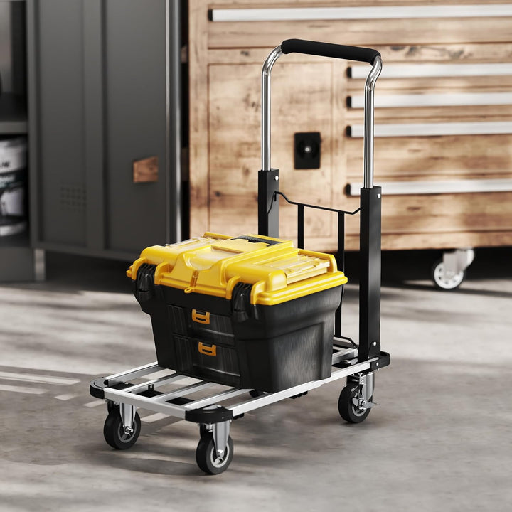 HOMCOM Plattformwagen Transportwagen Klappbar 150 kg Handwagen mit Feststellbremse, ausziehbarer Pla