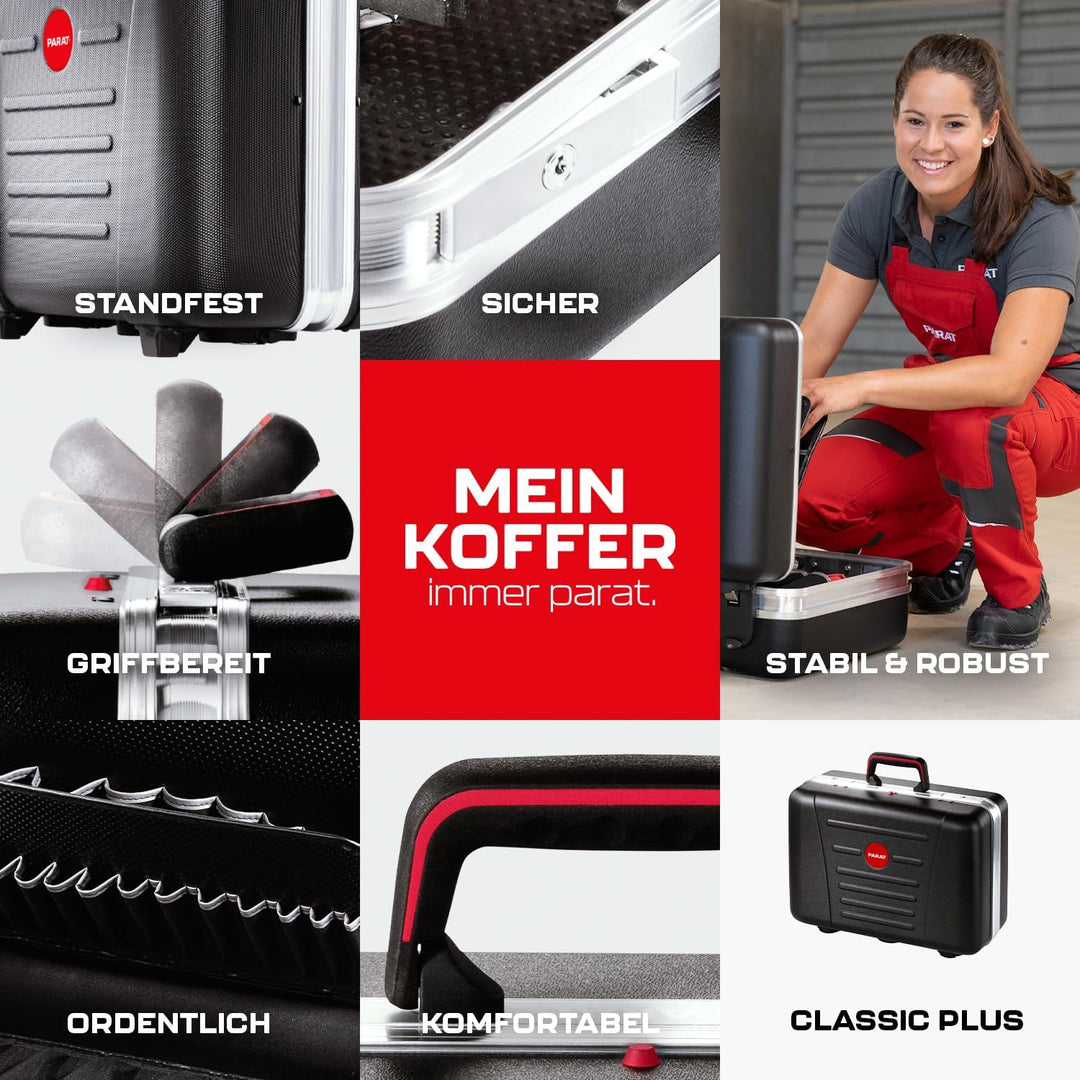 PARAT CLASSIC Plus Safe | Werkzeugkoffer leer mit Zahlenschloss für 50 Werkzeuge | inkl. BASIC Roll-