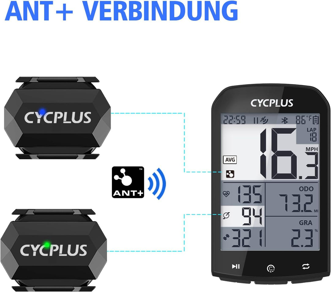 CYCPLUS Fahrrad Trittfrequenzsensor oder Geschwindigkeitssensor Dual Modul Bluetooth und ANT +