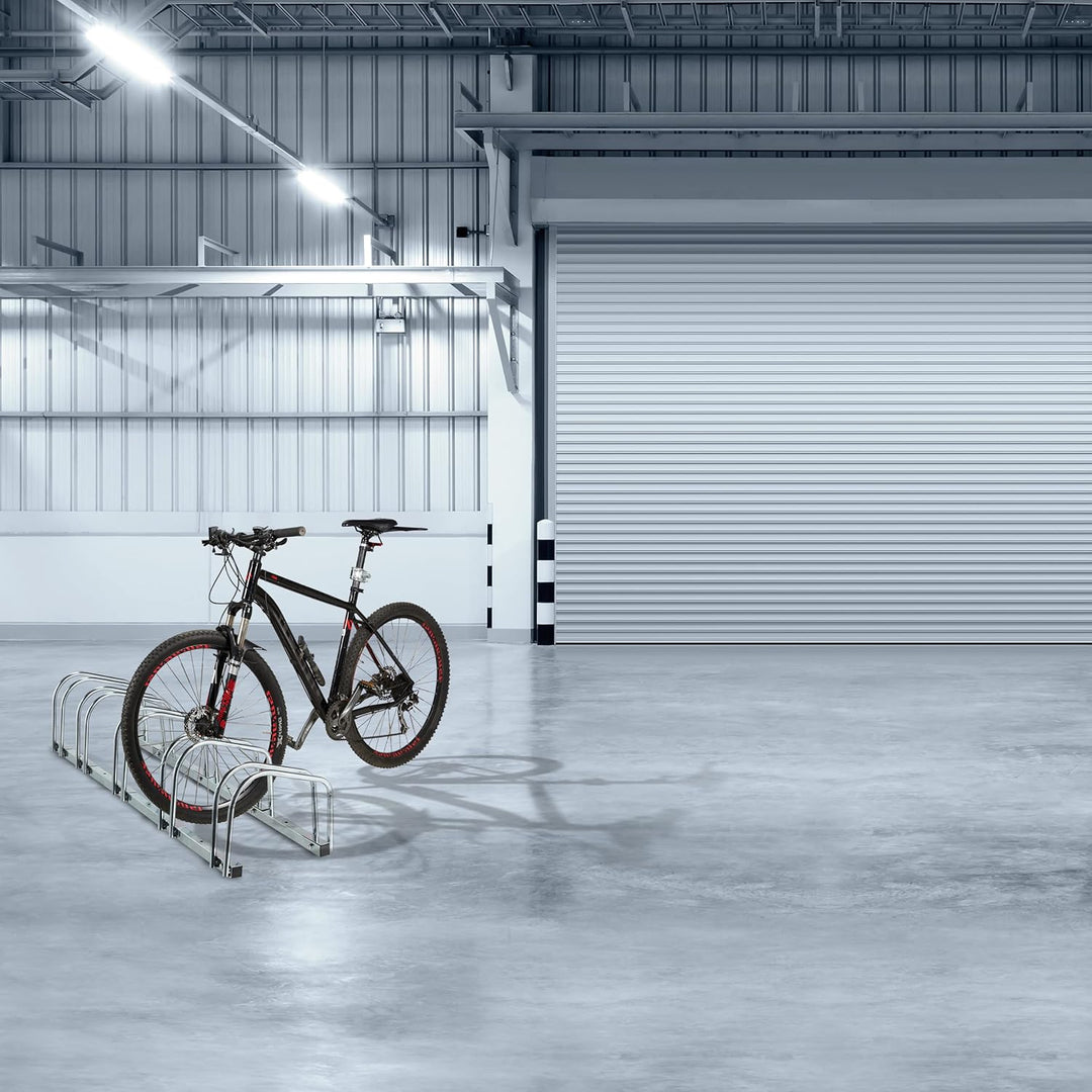 Relaxdays Fahrradständer Boden, für 5 Räder, bis 60 mm Reifenbreite, Metall, Garage, Fahrrad-Aufstel