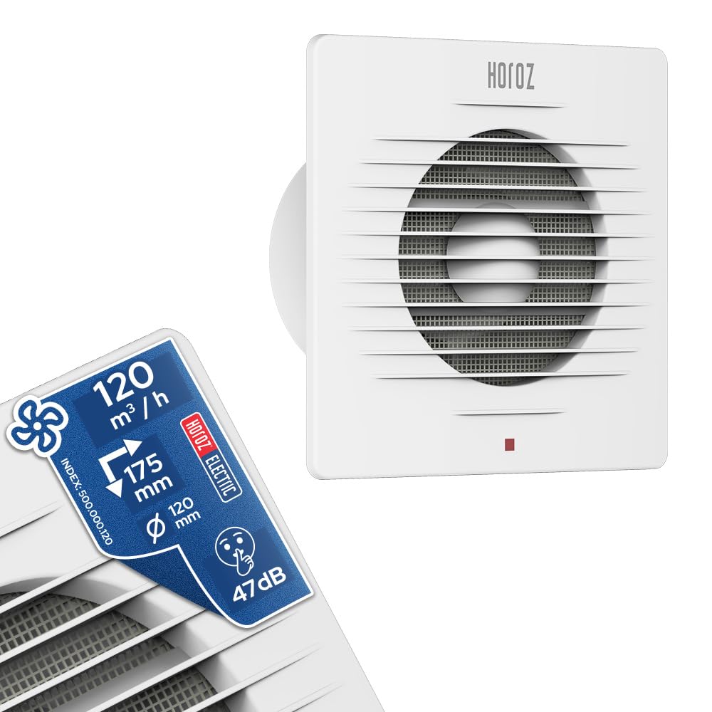 Badlüfter 120 mm Weiss 15 W CLASSIC - Leiser Wandlüfter aus ABS mit Filter 47 dB, Luftleistung 120 m