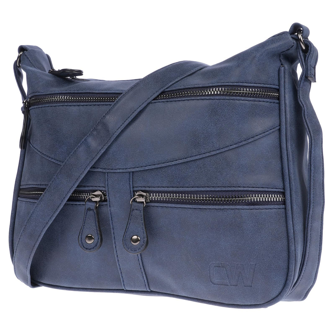 Christian Wippermann Damen Tasche Schultertasche Umhängetasche Crossover Bag Leder Optik Handtasche