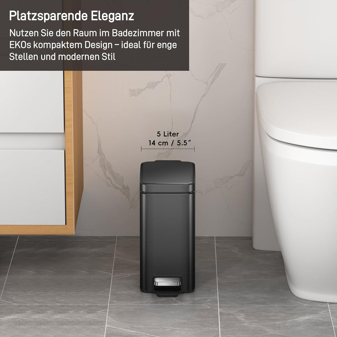 EKO Genie Mülleimer Bad, Kosmetikeimer 5L, kleiner Abfalleimer mit Softclose-Deckel, wasserdichter,
