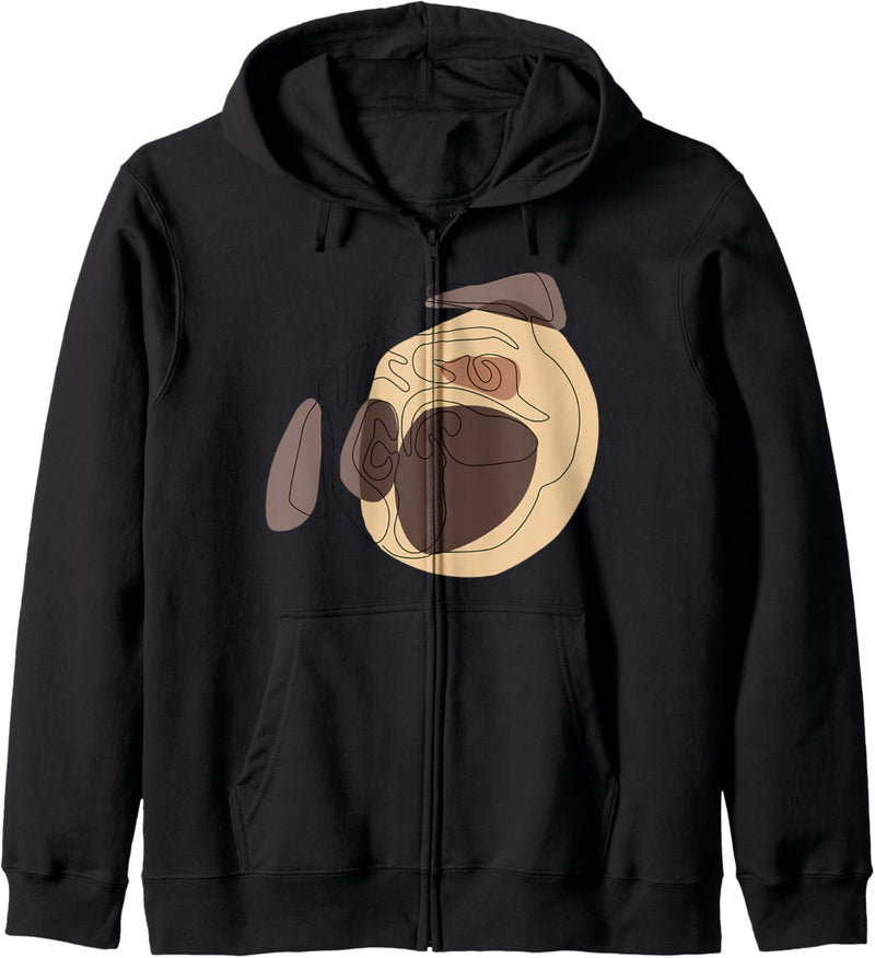 Modern One line Abstract Pug Kapuzenjacke