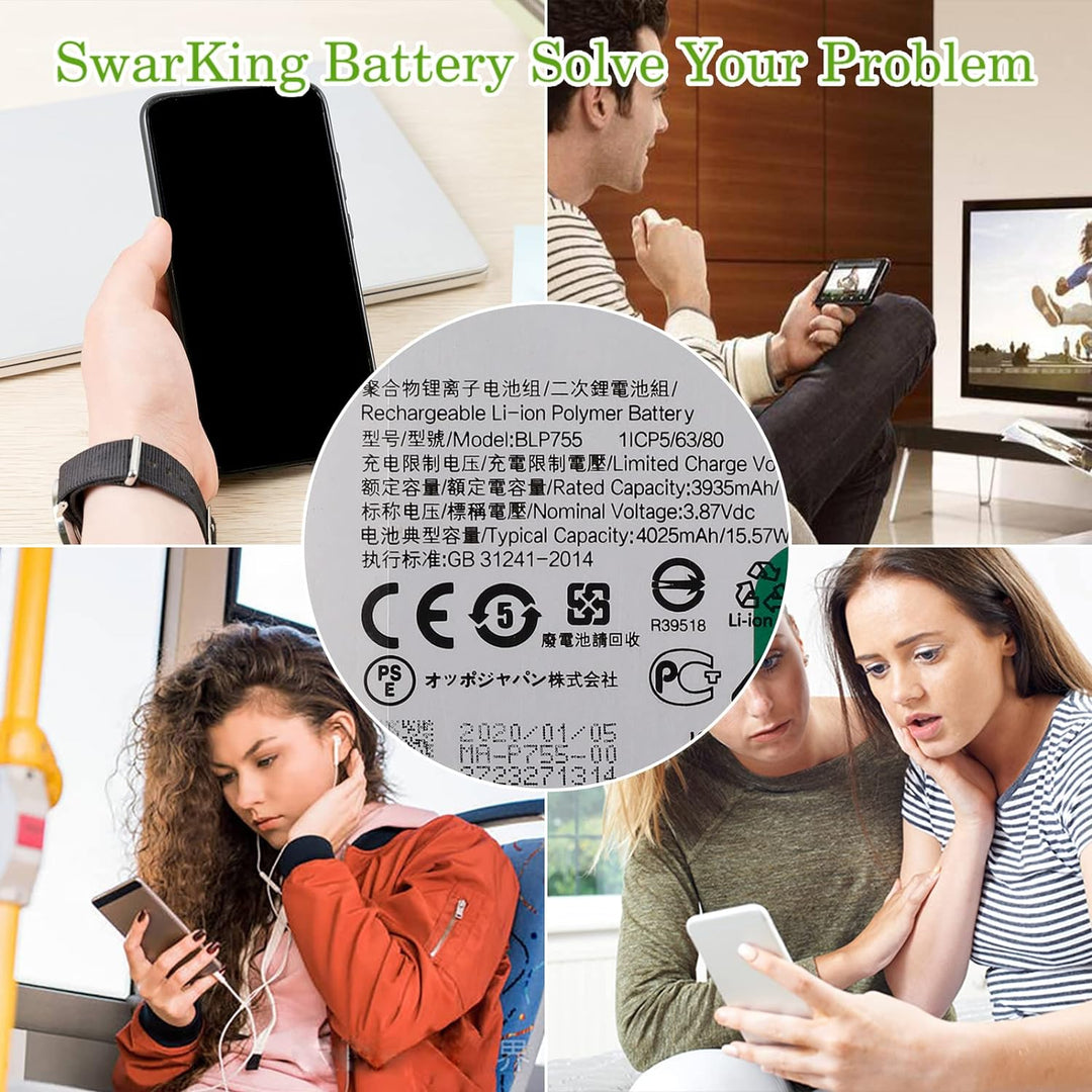 SwarKing Ersatz Akku Kompatibel mit Oppo Find X2 Lite CPH2005 & Oppo Reno3 & Reno 3 Pro BLP755 with
