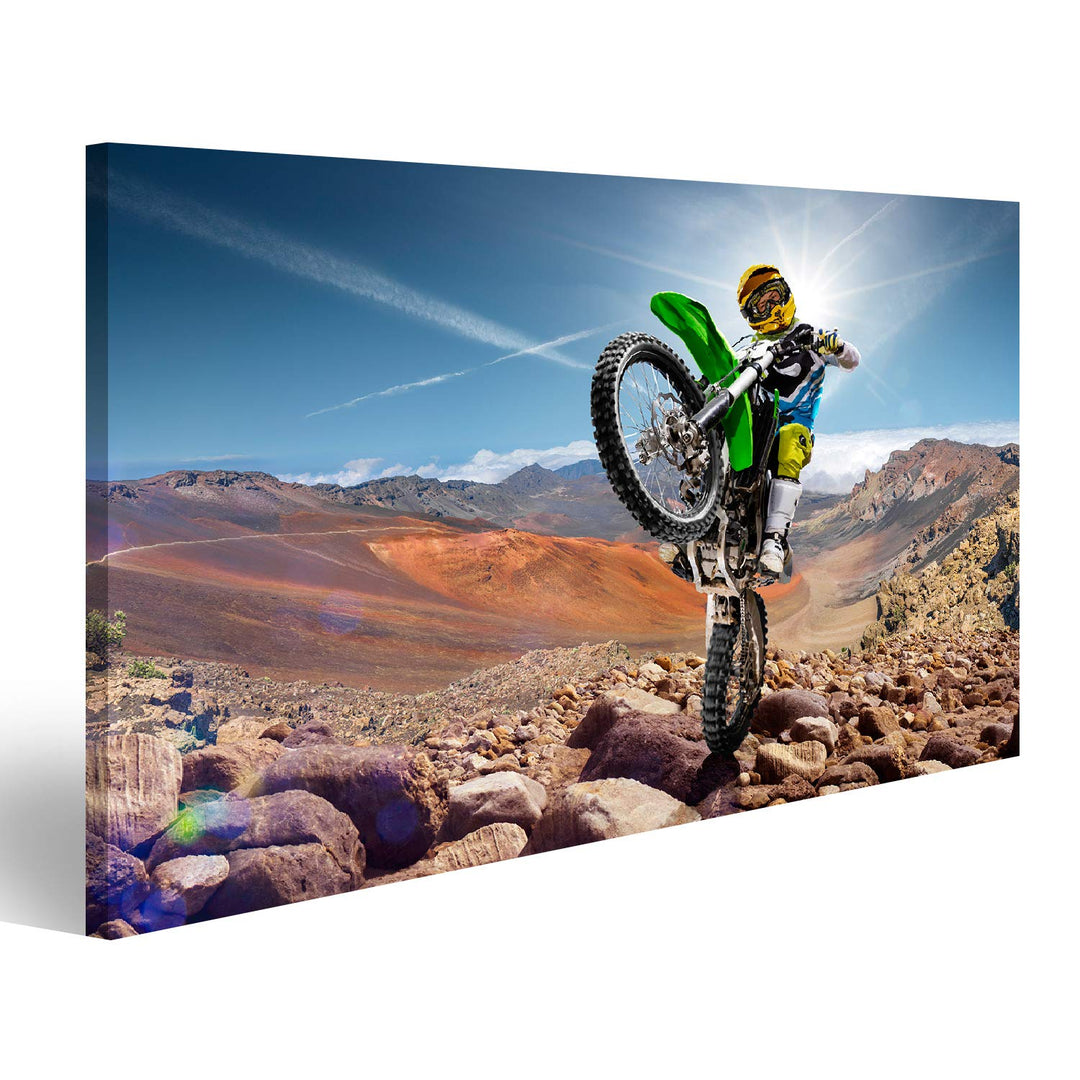 islandburner Bild auf Leinwand Dirt Bike Wheely Moto Cross BMX Bilder Wandbilder Poster Leinwand 80x