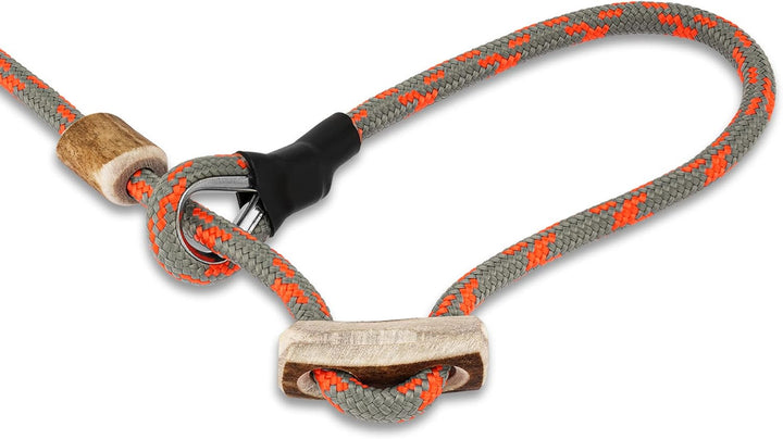 Hundeleine mit Halsband 6mm | Moxonleine Retrieverleine Agilityleine | Mit Zugbegrenzung, Zugstopp a