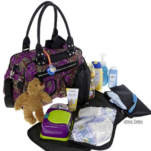 6 TEILE Set: ALESSANDRO Wickeltasche FLEUR Babywickeltasche + Wickelmatte + Windeltasche + Wäschesac