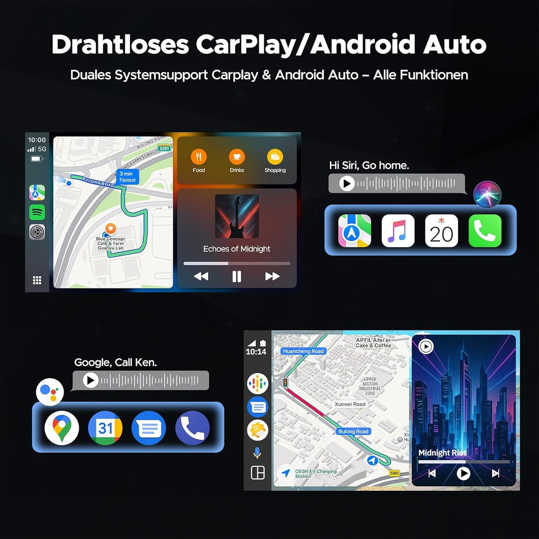 Volam Android Auto Display &Wireless CarPlay Kompatibel mit Net flix/Y0uTube,2026 Aktualisierter Tra