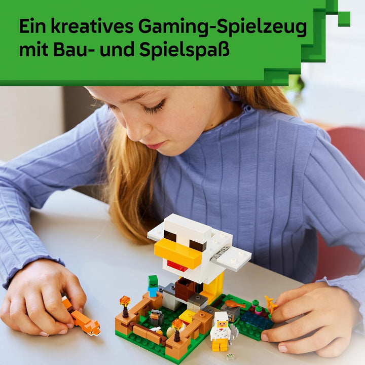 LEGO Minecraft Hühnerfarm - Spielzeug zum Bauen mit Hühner Fan Minifigur, Baby Zombie und Fuchs Figu