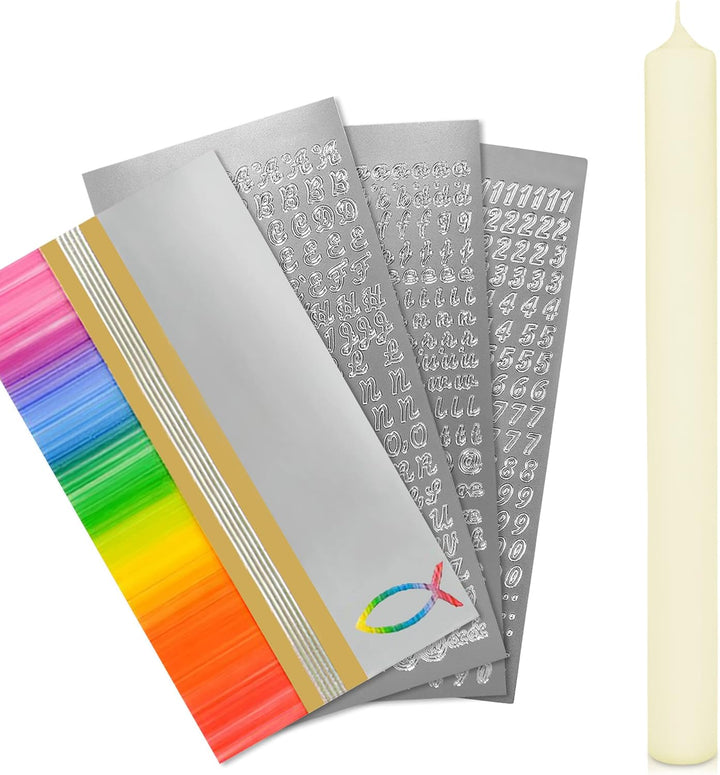 WIKAKERZEN Kerzen-Rohling Set für Taufe Hochzeit Kommunion selbst gestalten mit Buchstaben zum Klebe