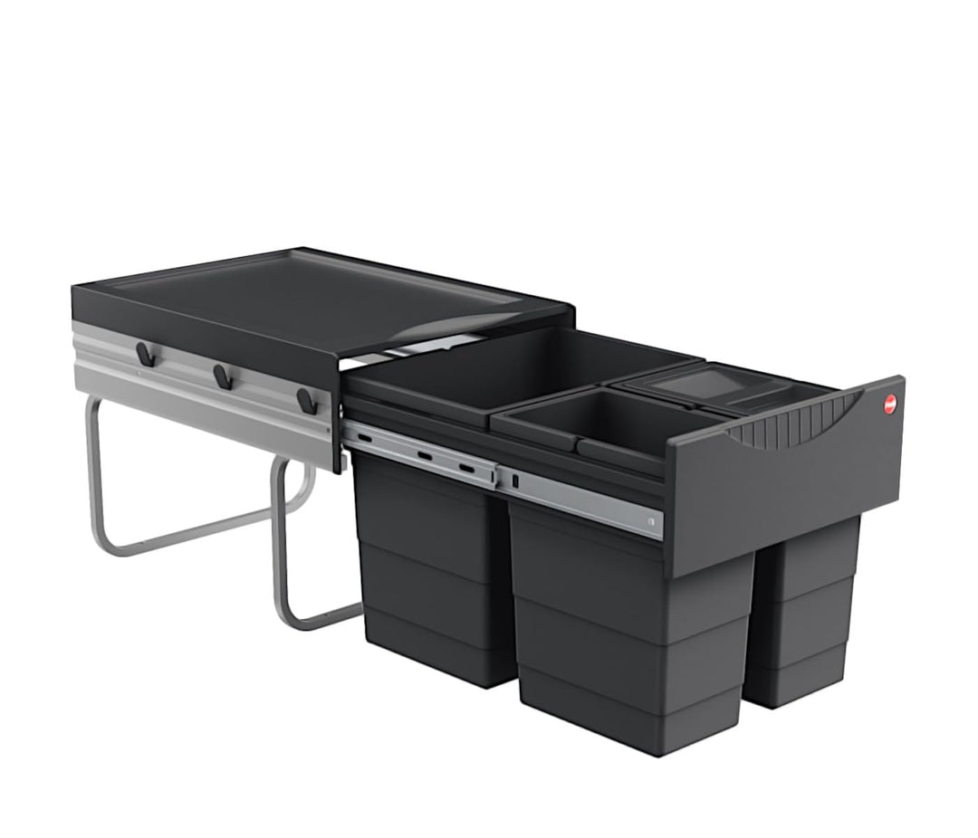 Hailo Abfallsammler 364253 | Raumspar-Tandem 18 + 2x 8.5 L | ab 40cm Schrank mit Drehtür | 346 x 475