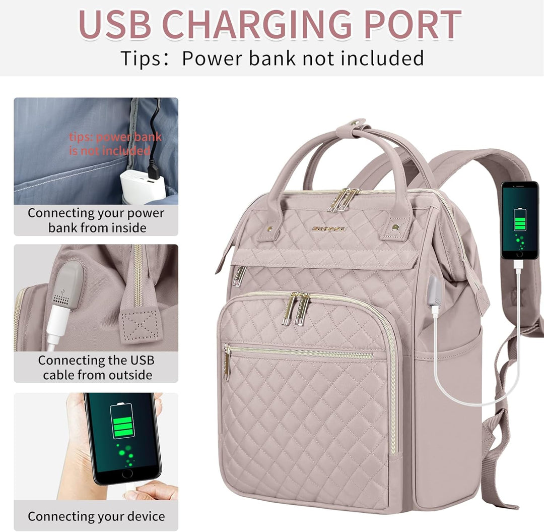 EMPSIGN Laptop Rucksack Damen mit Laptopfach 17 Zoll, Laptop Rucksack Schulrucksack Mit USB Ladeansc