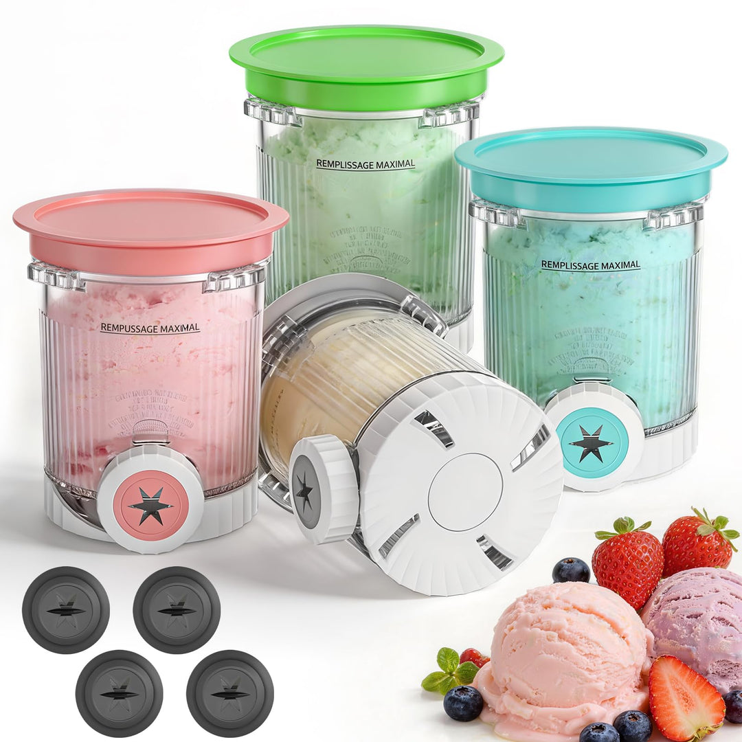 Hejo 4 Stück Behälter für Ninja Swirl CREAMi, 480ml Eisbehälter für NC700EU NC701EU-Serie, Eiscreme