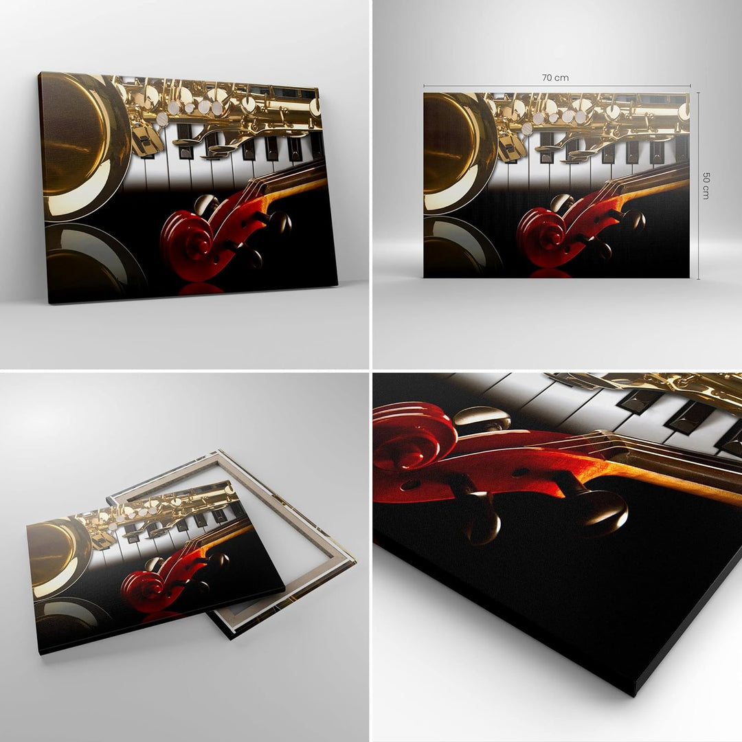 Bilder auf Leinwand Klaviertasten Musik Instrumente Leinwandbild 70x50cm Wandbilder Dekoration Wohnz