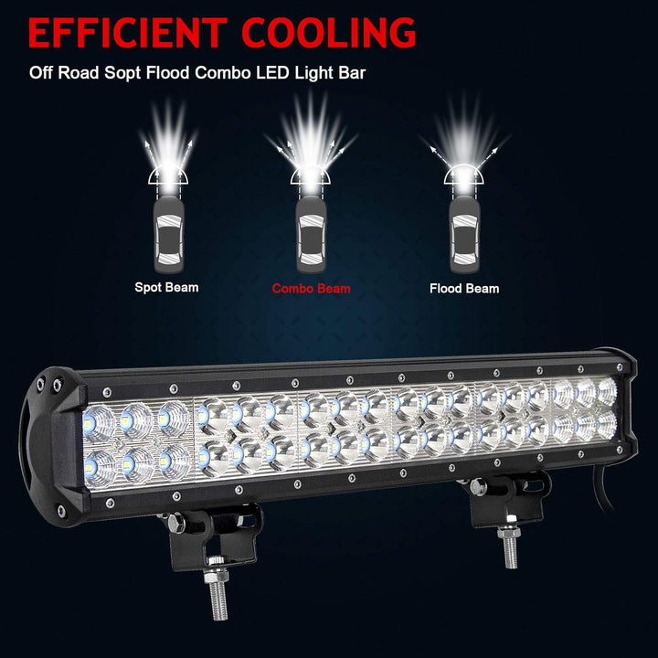 AUXTINGS 46cm 108W LED Arbeitsscheinwerfer Bar LED Scheinwerfer 12V 24V mit Kabelbaum Flutlicht Refl