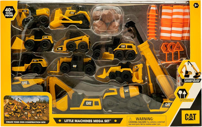 CAT® Construction Little Machines Mega-Set I Mit 40 Teilen I Enthält Fahrzeuge, einen Kran, Verkehrs