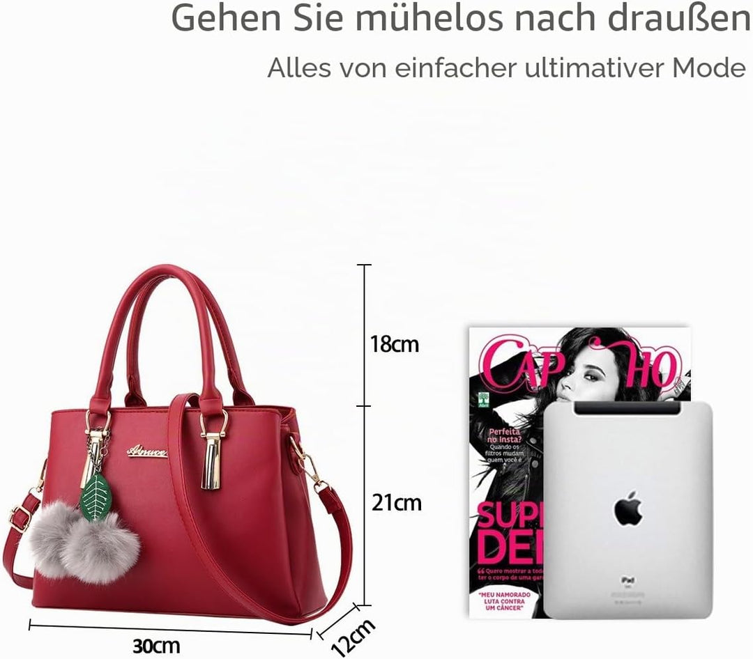 Nicole&Doris Neue PU-Leder beiläufige Art und Weise Handtasche Schultertasche Messenger Bag Rot, Rot