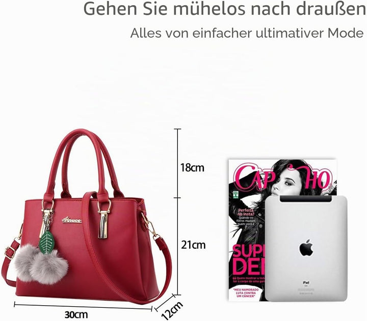 Nicole&Doris Neue PU-Leder beiläufige Art und Weise Handtasche Schultertasche Messenger Bag Rot, Rot