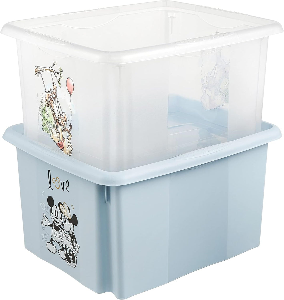 keeeper Micky Maus Aufbewahrungsbox mit Deckel, Dreh- und stapelbar, Für Kinder, 24 l, Karolina, Clo