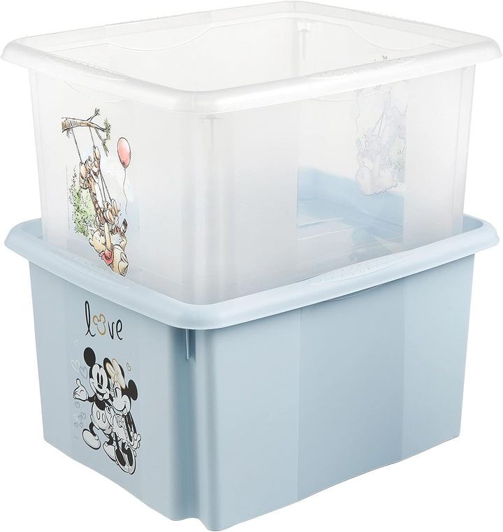 keeeper Micky Maus Aufbewahrungsbox mit Deckel, Dreh- und stapelbar, Für Kinder, 24 l, Karolina, Clo