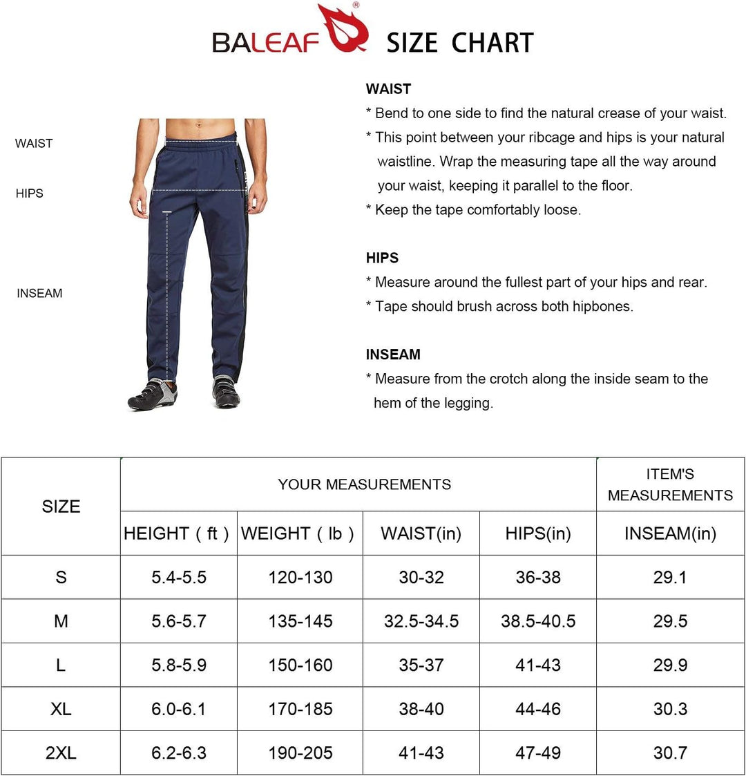 baleaf Herren Fahrradhose Thermo Fleece Radhose Wasserdicht Winddicht Softshellhose Warm Wanderhose