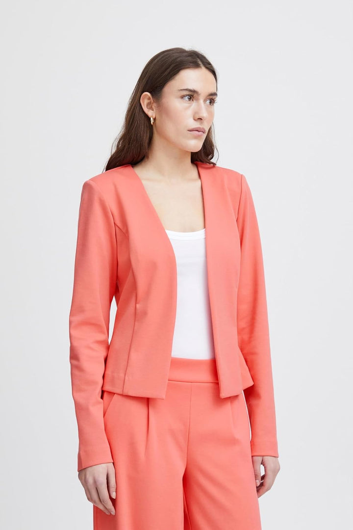 ICHI IHKATE Short BL Damen Blazer Kurzblazer Jacke Kurzblazer mit Stretch M Calypso Coral (171744),