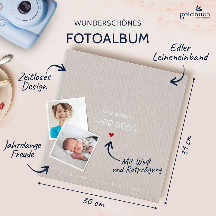 goldbuch 31 033 Fotoalbum Aus klein wird GROss, Fotobuch mit 100 weissen Seiten mit Pergamin Trennbl