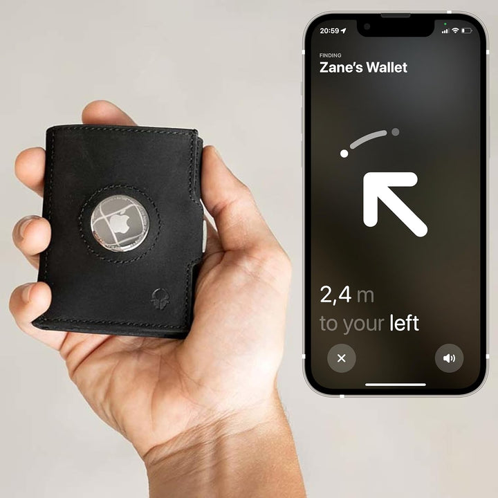 DONBOLSO Wallet Air | Slim Wallet mit Apple AirTag Fach | Hochwertiges Kreditkartenetui aus Echtlede