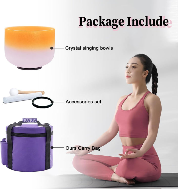 KVKA 20cm Klangschalen, 432Hz 8 inch Half-pink Design Chakra Klangschale für Yoga Meditation Sound H