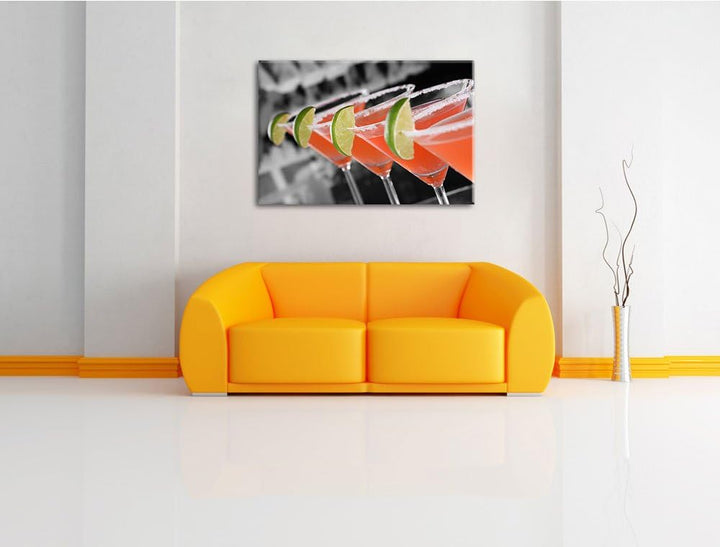 leckere Singapur Sling Cocktails schwarz/weiss Format: 100x70 auf Leinwand, XXL riesige Bilder ferti