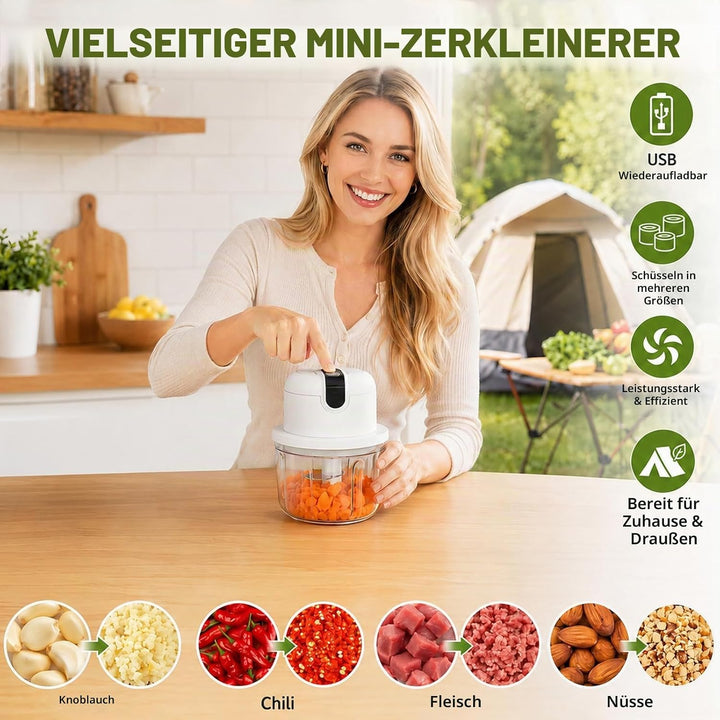 Elektrischer Küchenzerkleinerer, Knoblauch Zerkleinerer, USB-Aufladung, Gemüsezerkleinerer, Mini-Küc