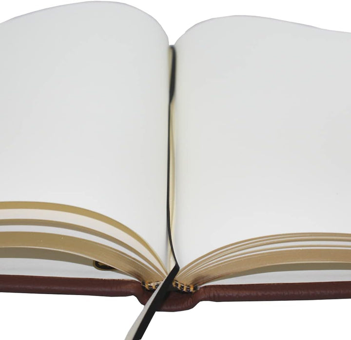 Gästebuch braunes genarbtes Leder mit Goldschnittblock und Prägung"Gästebuch"