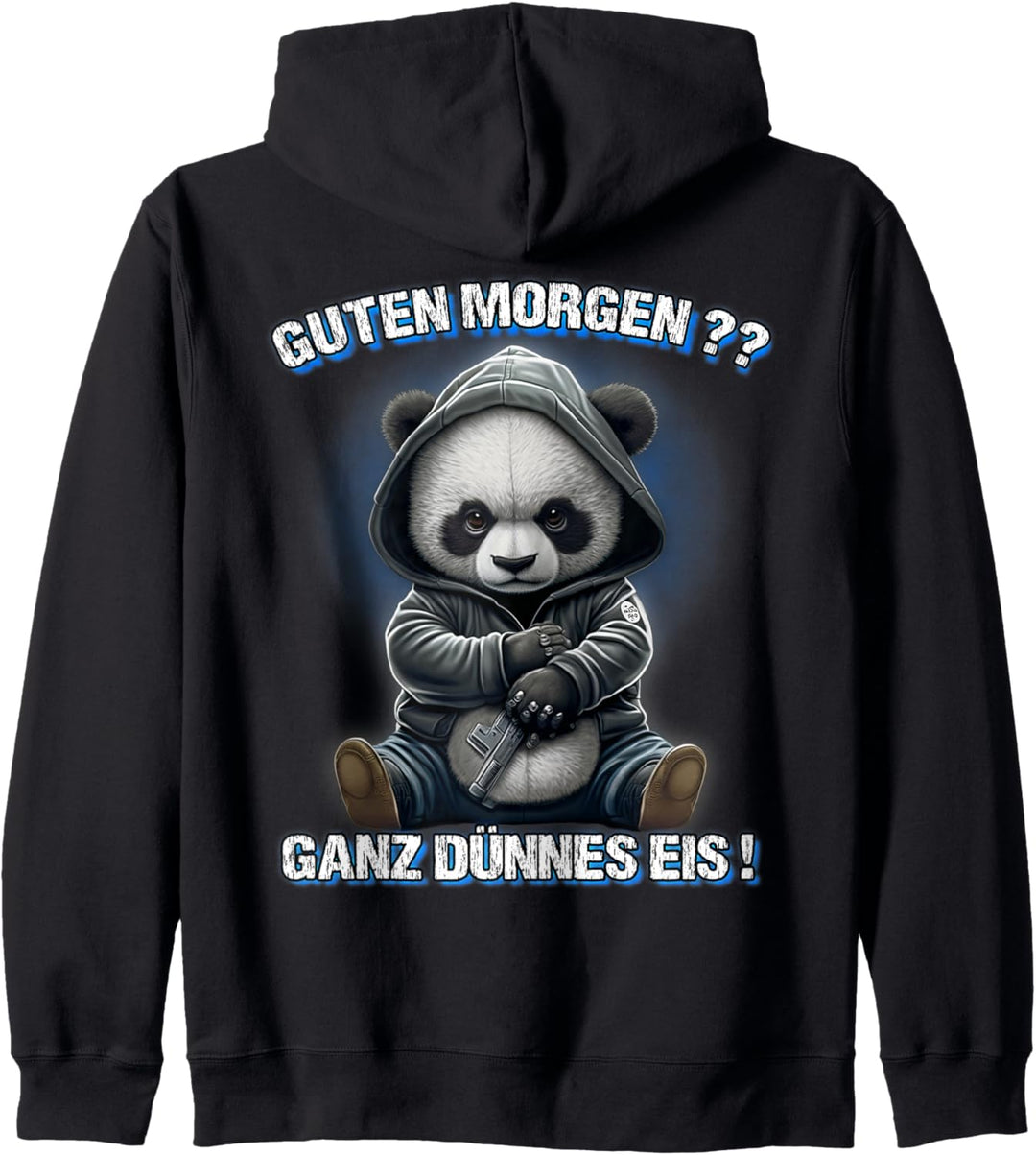Guten Morgen? Ganz Dünnes Eis! Lustiges Panda Kaffee Kapuzenjacke