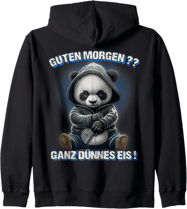 Guten Morgen? Ganz Dünnes Eis! Lustiges Panda Kaffee Kapuzenjacke
