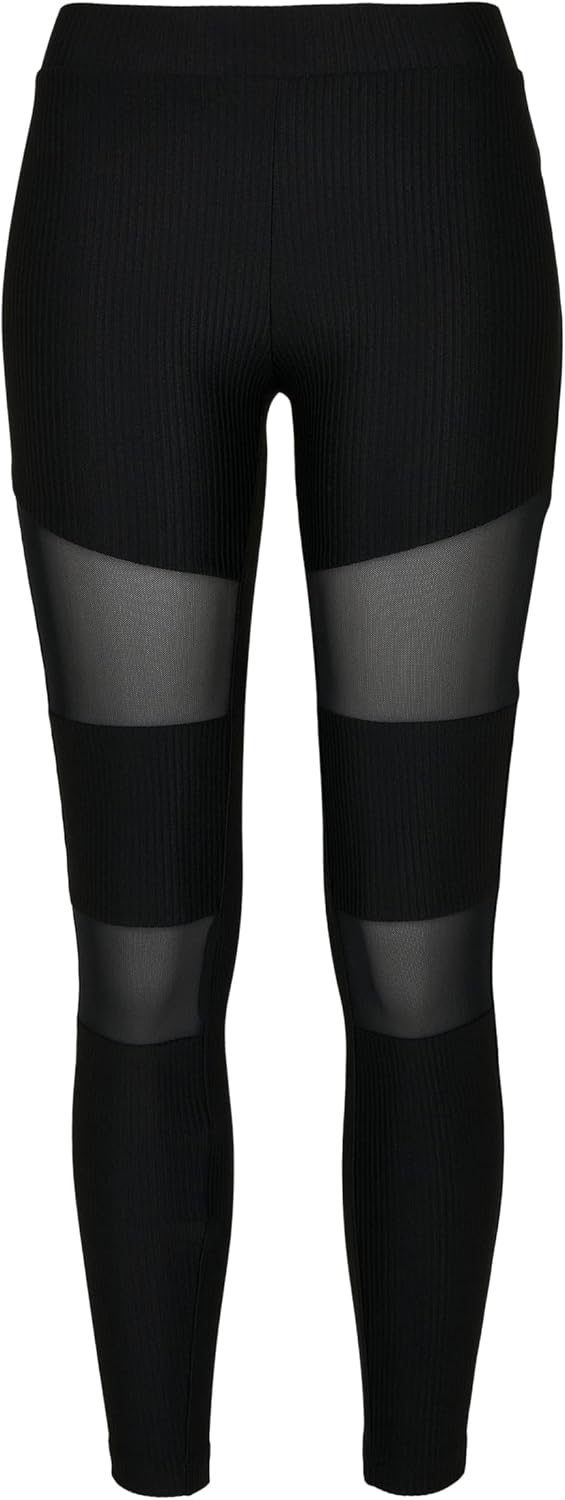 Urban Classics Damen Ladies Tech Mesh Rib Leggings S Slim Schwarz, S Slim Schwarz