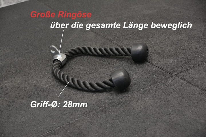 POWER-XTREME Kabelzuggriff | Trizeps-Seil | Trizeps-Tau | 70cm | 100cm | mit Drehgelenk | Bizeps-Sei