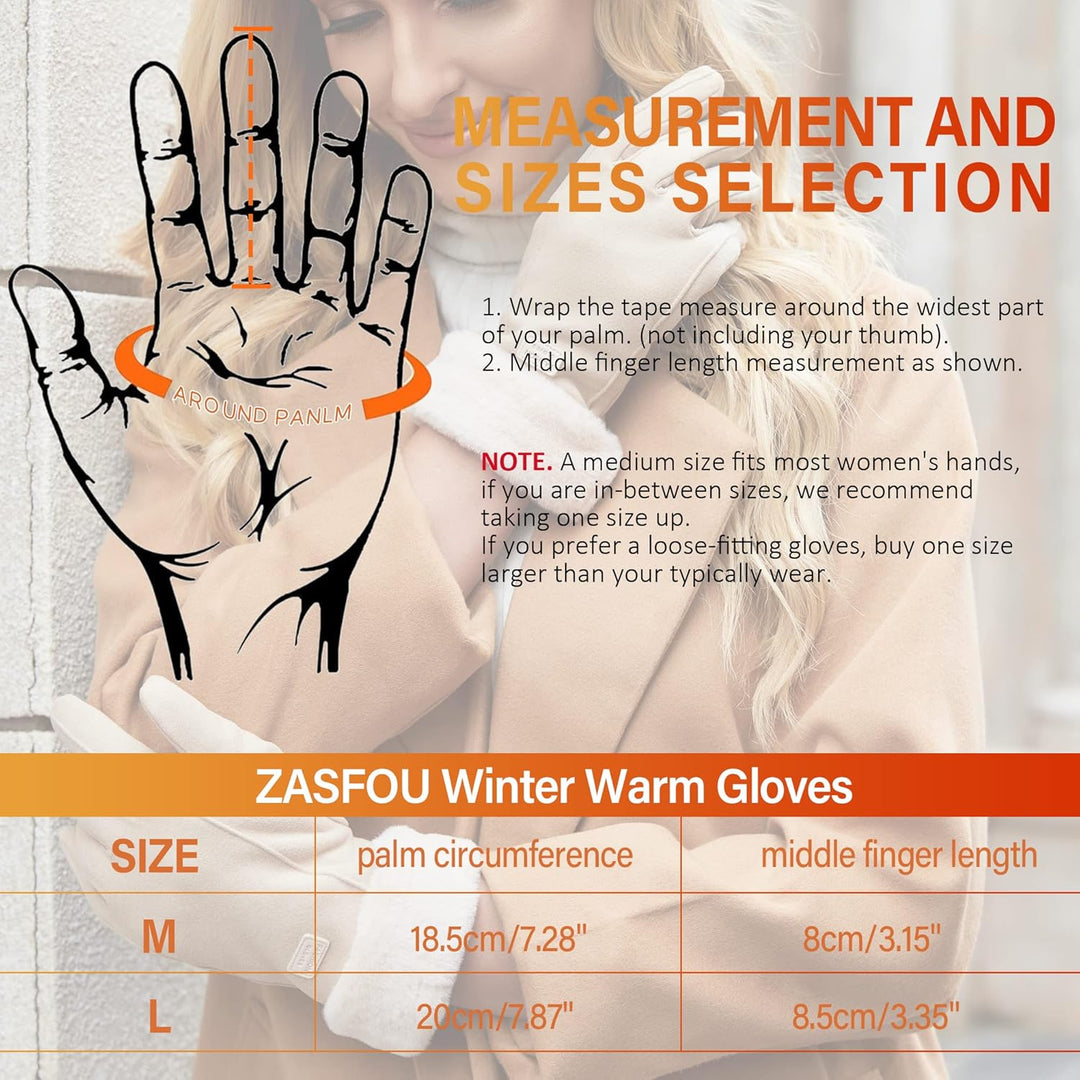 ZASFOU Damen Winter Warm Touchscreen Handschuhe mit Fleece Gefütterte Strick winterhandschuhe für Ka