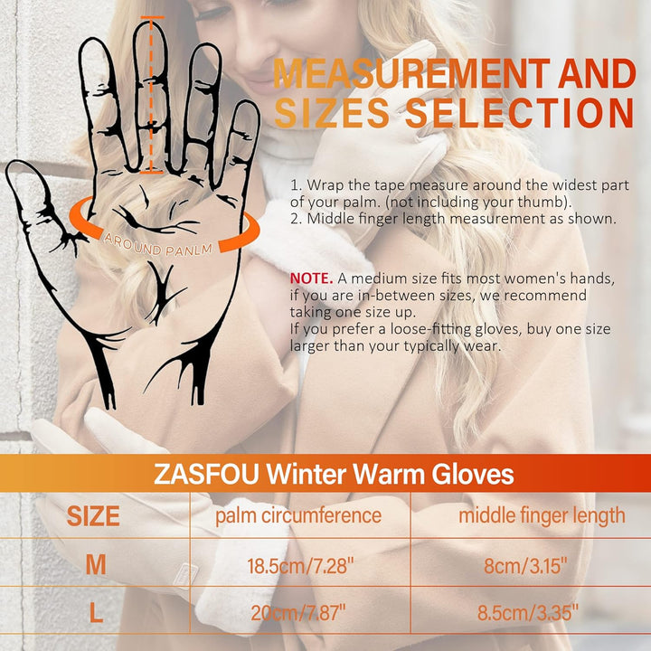 ZASFOU Damen Winter Warm Touchscreen Handschuhe mit Fleece Gefütterte Strick winterhandschuhe für Ka