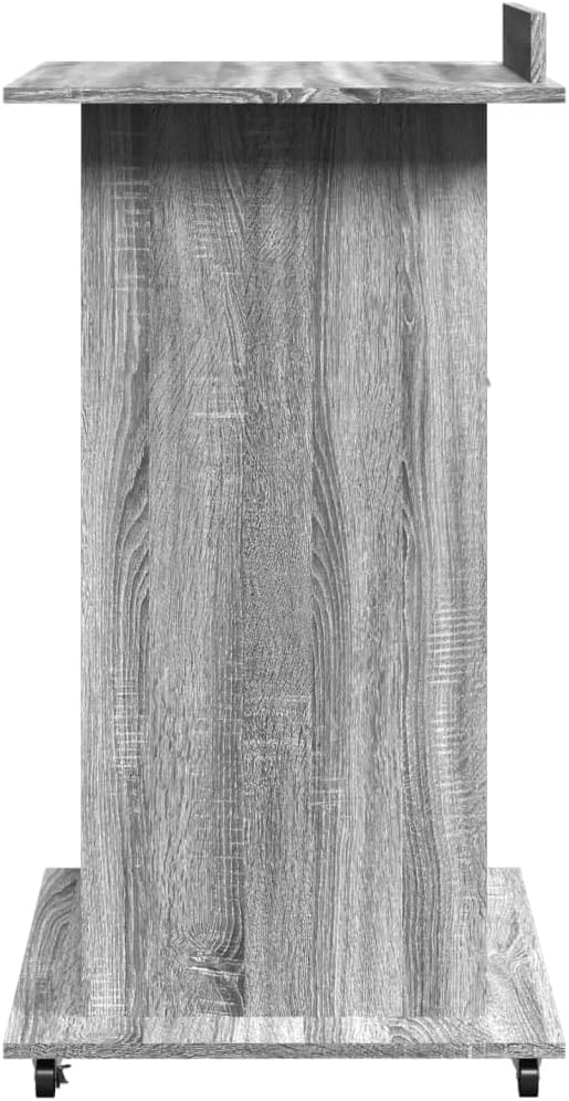 vidaXL Rednerpult mit Rollen &amp; Schublade Grau Sonoma 55x55x107 cm Grey Sonoma, Grey Sonoma