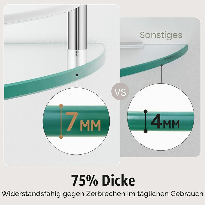KES Duschablage Ecke Eckregal Duschregal Glasregal Duschablage Glas 7 MM Hartglas Wandregal Badregal