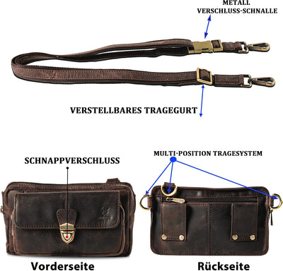 MATADOR (3 in 1 Tasche „Kairo“ – hochwertige Handy Bauchtasche Leder Herren – Umhängetasche Damen mi