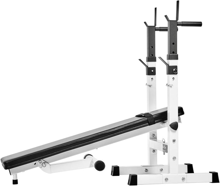 Bad Company Hantelbank mit Hantelablage inkl. Dip-Station I Klappbare Schrägbank für das Homegym I M